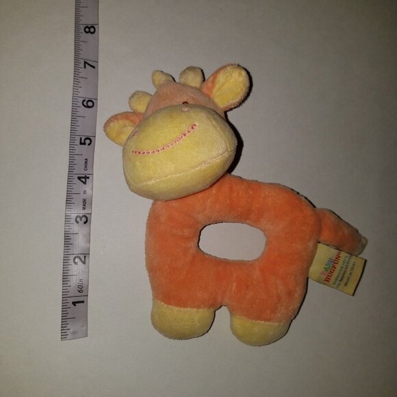 Hugfun Orange Yellow Giraffe Plush Rattle Baby Toy Stuffed Animal Lovey Grabber - Picture 7 of 7
